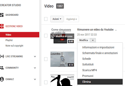 Come eliminare un video da YouTube