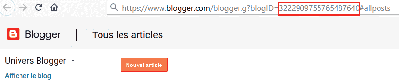 Localiser l’identifiant (ID) dans l’interface classique de Blogger