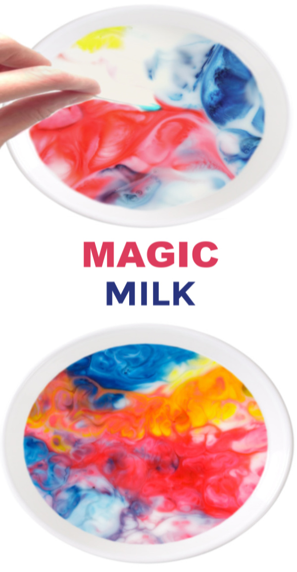 Wow the kids with the magic, color-changing milk experiment!  Rainbow milk science is an activity all ages will want to do again & again! #magicmilkexperiment #magicmilkscienceexperimentforkids #magicmilk #milkexperimentsforkids #rainbowmilkexperiment #rainbowmilk #milkexperiment #colorchangingmilk #scienceexperimentskids #scienceforkids #growingajeweledrose