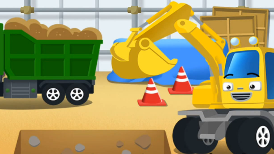 Digger Cartoons for Children Backhoe, Excavator and Crane Excavator