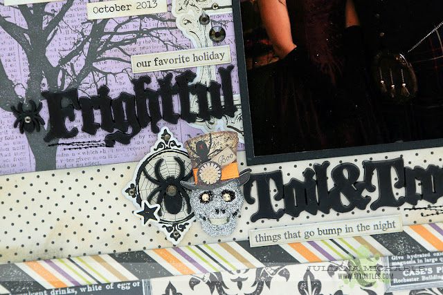 Toil and Trouble Halloween Scrapbook Page by Juliana Michaels featuring Echo Park Paper, Tim Holtz, Jolee's Boutique and Therm O Web Adhesives
