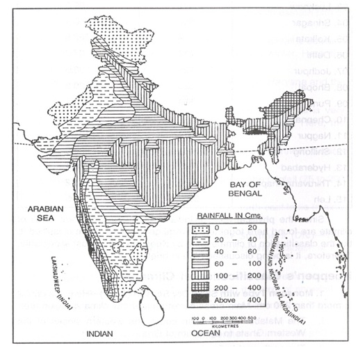 117 - भारत में वर्षा का वितरण | The distribution of rainfall in India