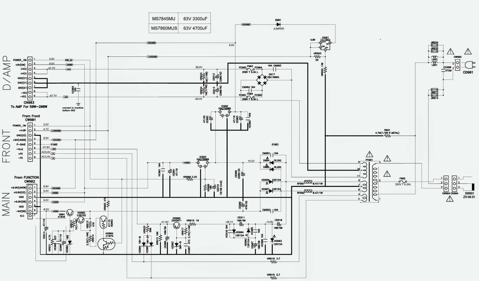 TOSHIBA MS 7845MU 60MUS SCHEMATIC Wiring diagram Schematic Power Amp