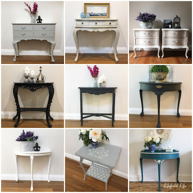 beautiful hand painted vintage console tables - perfect for your hallway. by Lilyfield life