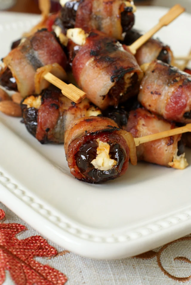 These Cream Cheese and Almond Stuffed Bacon-Wrapped Dates that are sweet and smoky will be the highlight of your next party!