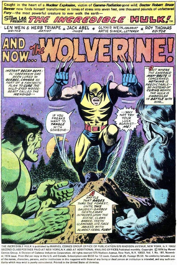 Incredible Hulk #181 marvel key issue 1970s bronze age comic book page - 1st appearance Wolverine