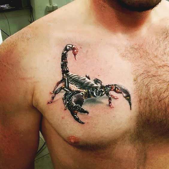 3d scorpion tattoos designs on chest