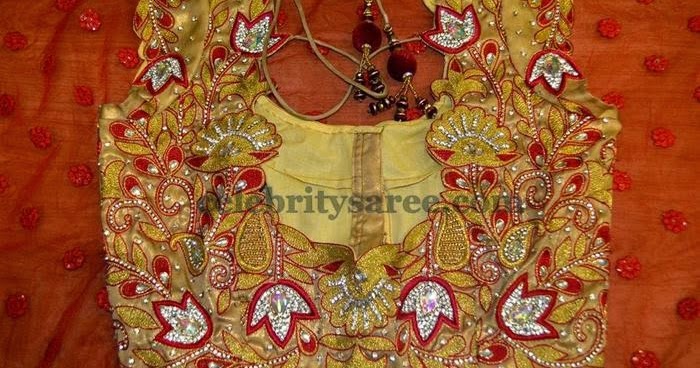 Gold Thread Maggam Work Blouse - Saree Blouse Patterns