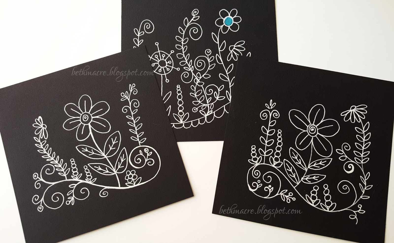 Beth Macre Studio Doodling on Black Paper