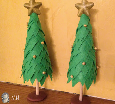 arbolitos navideños en fieltro paso a paso