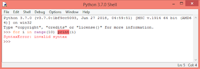 Python shell shows the error