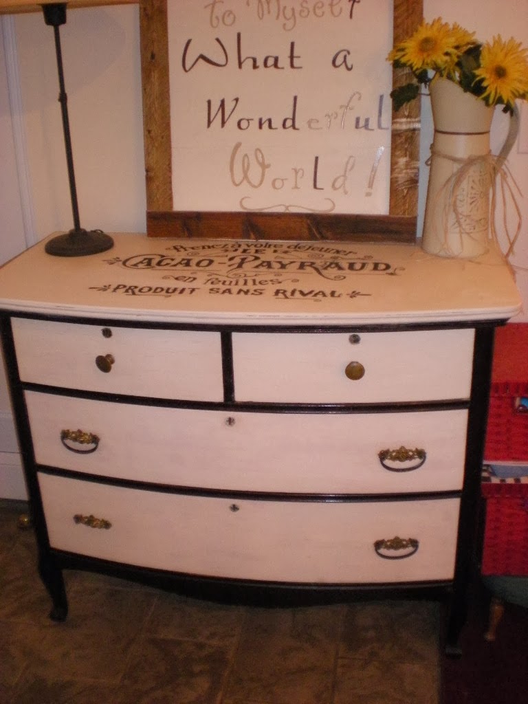 East Coast Styler Chalk Painted dresser with a stencil