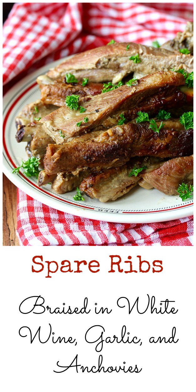 Braised Spare Ribs with White Wine, Garlic, and Anchovies