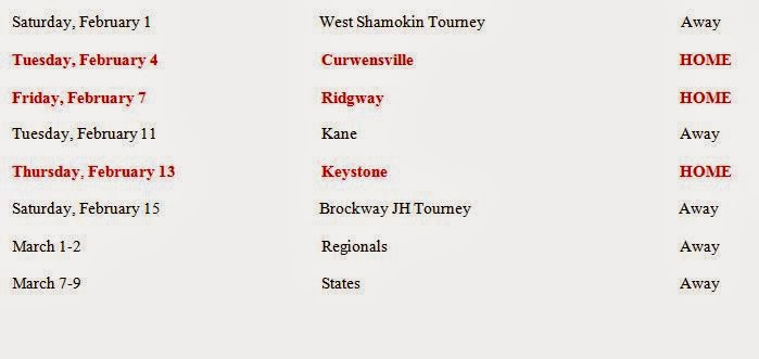 Cameron County PA News: Remaining Baguba Wrestling Schedule