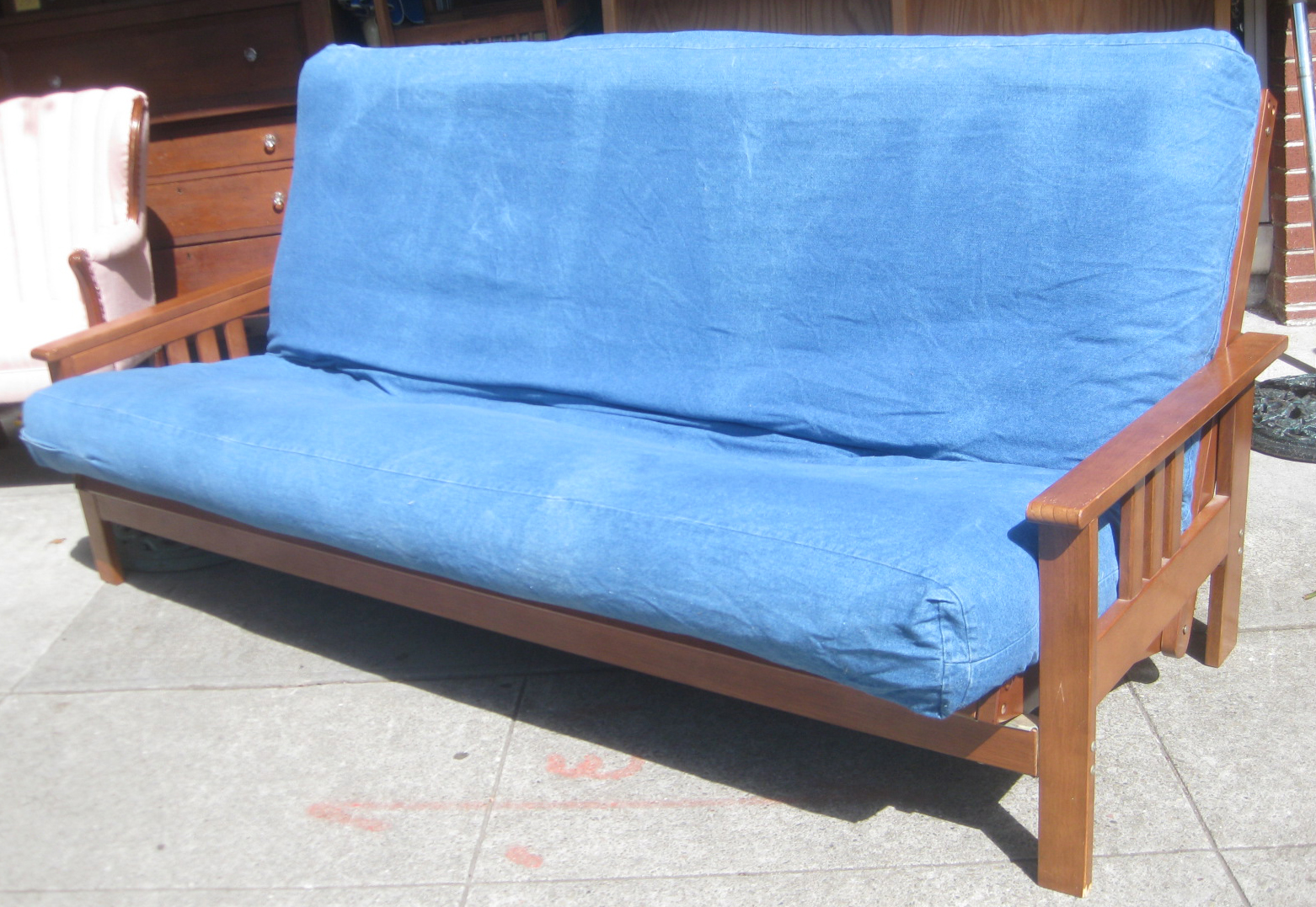 UHURU FURNITURE & COLLECTIBLES SOLD SkyBlue Futon and Frame 100
