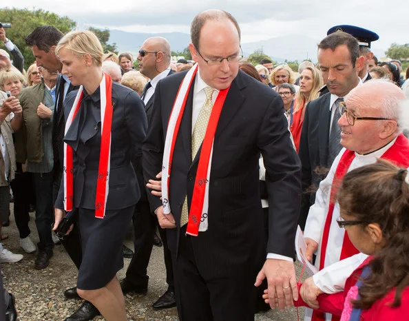 Prince Albert and Princess Charlene attend the ceremony of St Devote