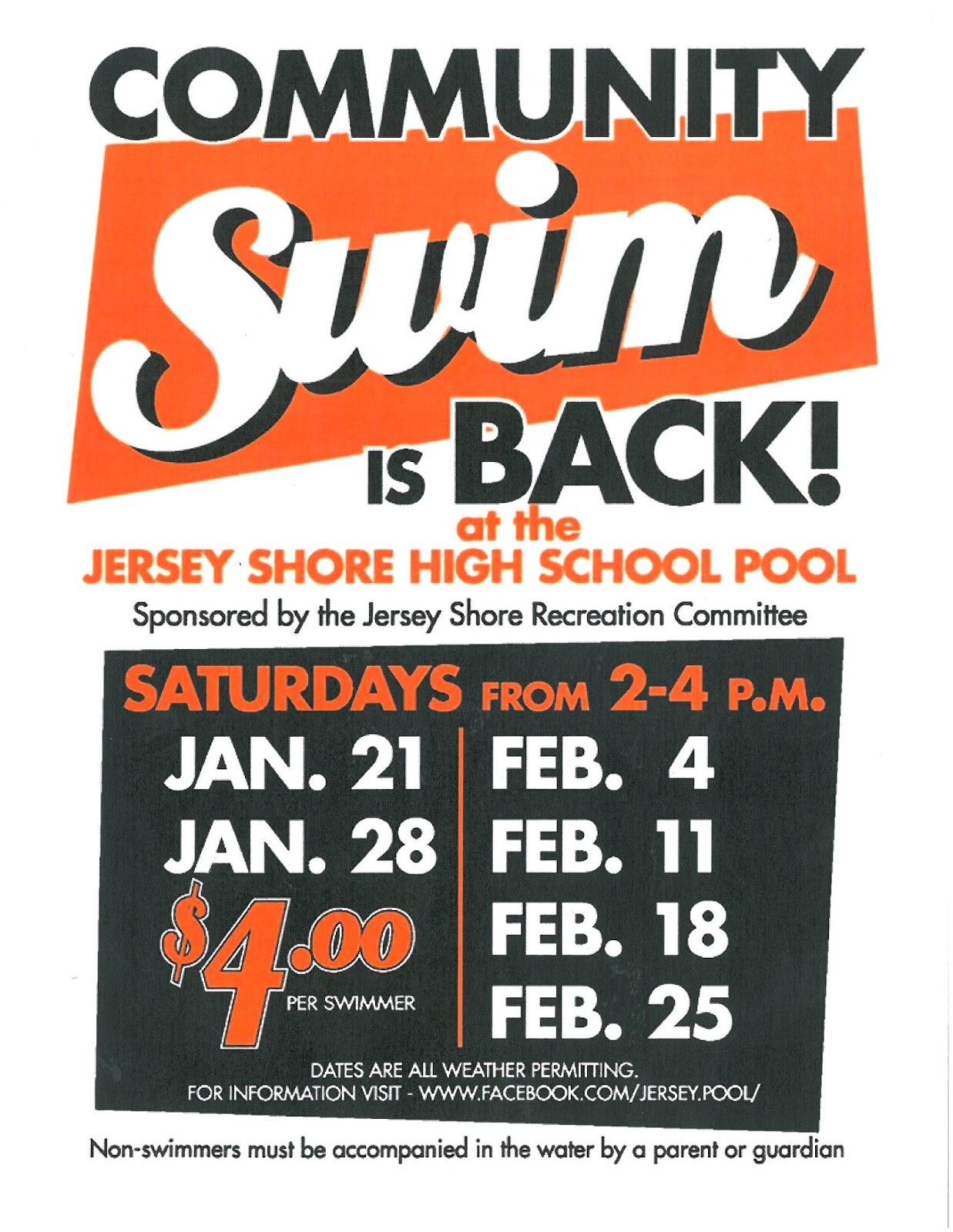 Jersey Shore (PA) Swim Jersey Shore Community Swim This Weekend