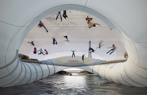 Trampoline Bridge Crosse the Seine