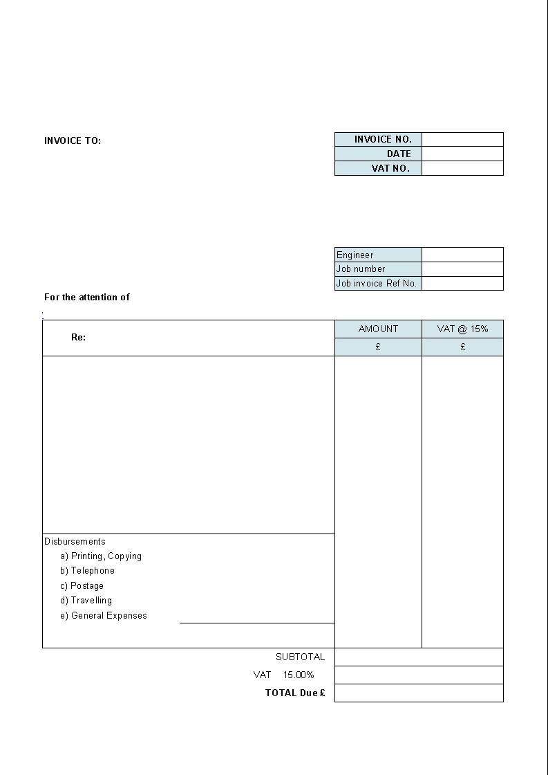 Free Blank Invoice Template For Excel