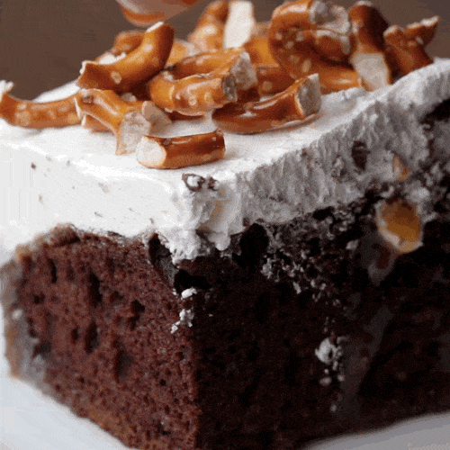 Chocolate Pretzel Poke Cake pastry recipes