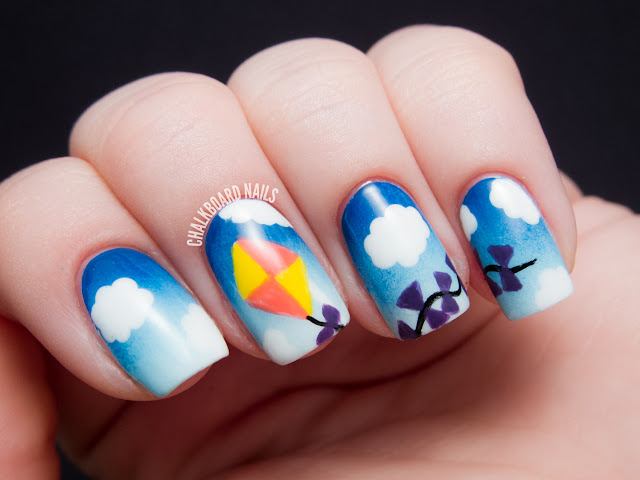 Chalkboard Nails: Kite nail art