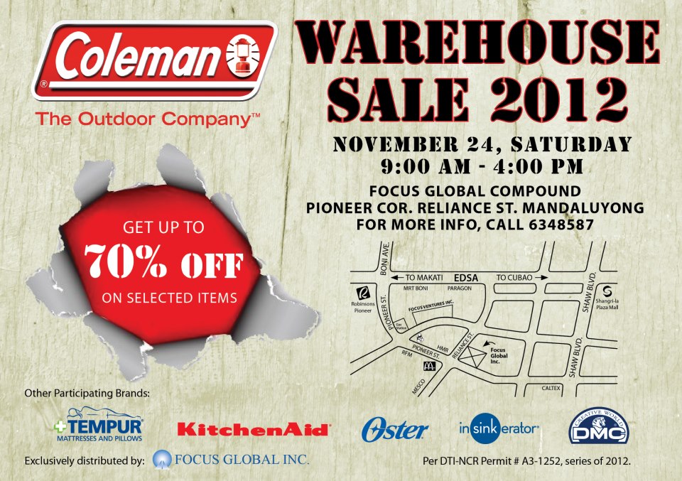 Manila Shopper Coleman, Oster, Tempur, KitchenAid Warehouse SALE Nov