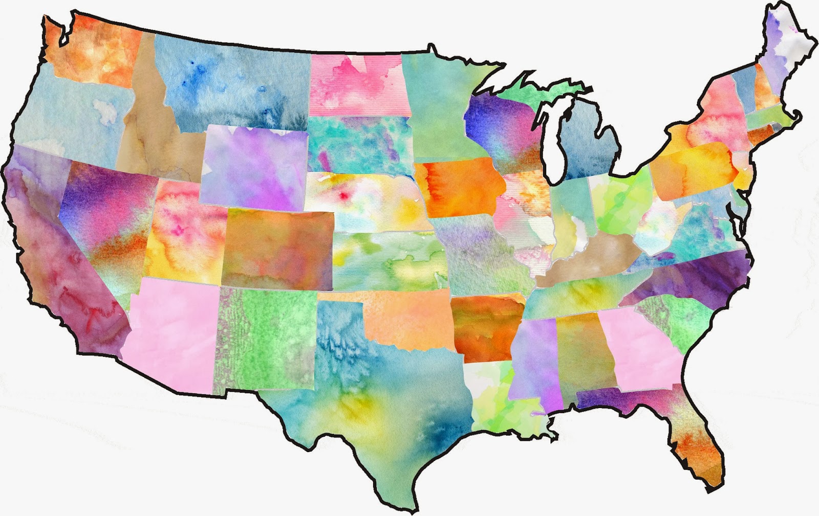 Teen DIY DIY Watercolor Map with - Watercolor United States Map By Valentine