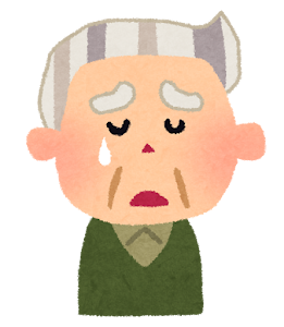 お爺さんの表情のイラスト「泣いた顔」