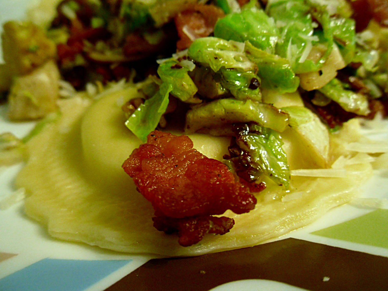 Southern Sweets and Eats Ravioli with Brussels Sprouts, Pecans, and Bacon