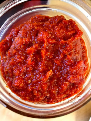 Fermenting, red peppers,  Rose Harissa