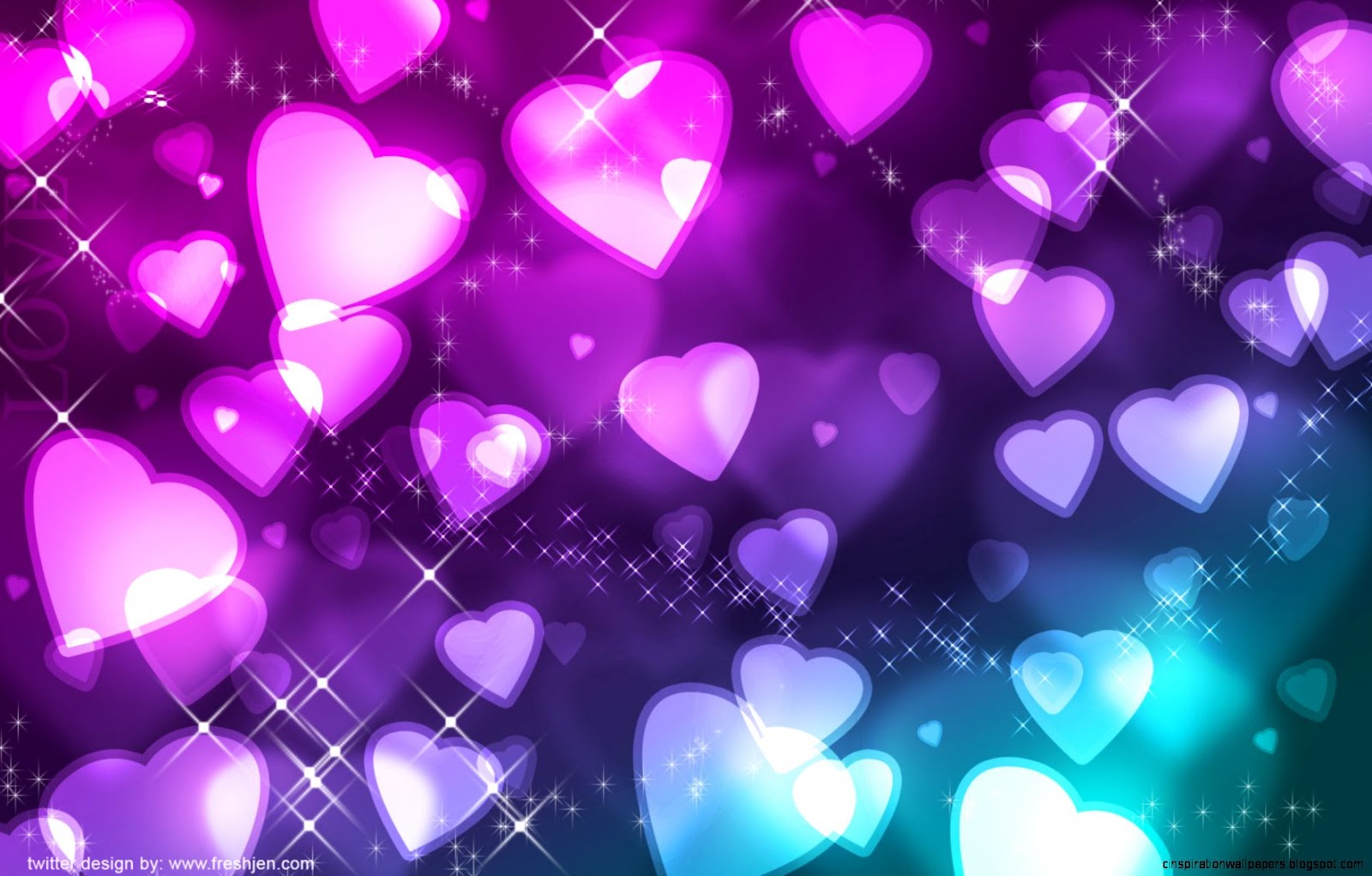 Free Wallpaper of Pretty Hearts