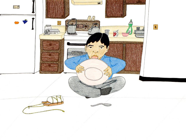 Annie Pootoogook, “Licking the Plate Clean”, 2004-2005 © Annie Pootoogook