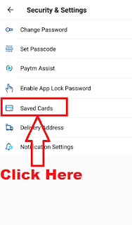 how to remove saved credit card details from paytm