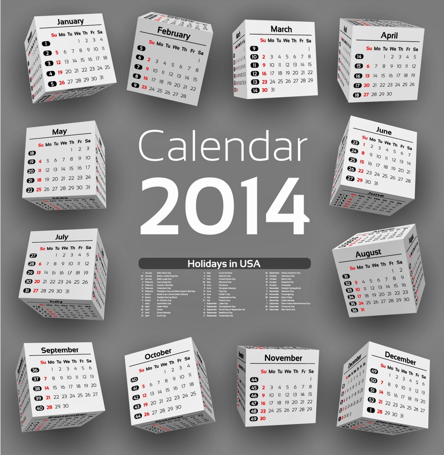 Simple And Elegant Hd Design Of Happy New Year Calendar 2014
