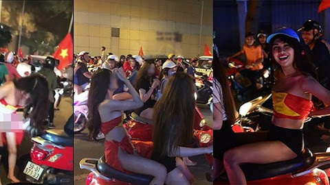 Dân mạng "ĐÀO MỘ" Facebook gái xinh cởi phăng xiêm y, quấn cờ quanh “phần nhạy cảm” ăn mừng chiến thắng U23 Việt Nam