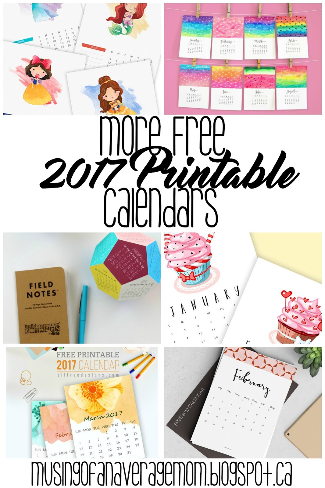Musings of an Average Mom More than 100 Free Printable 2017 calendars