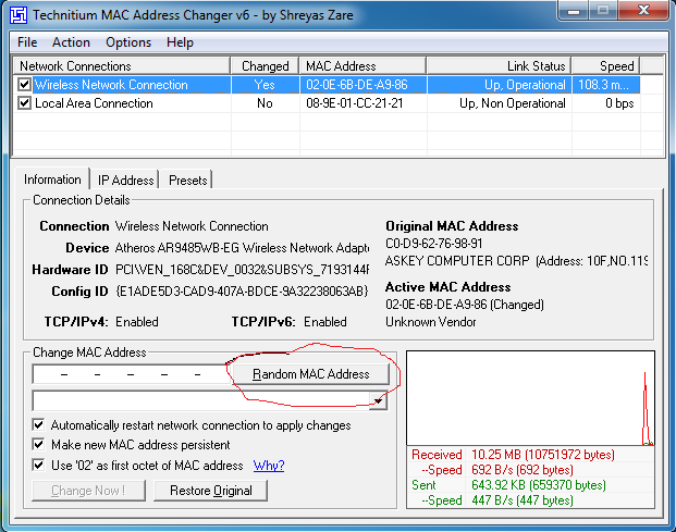 Set mac address
