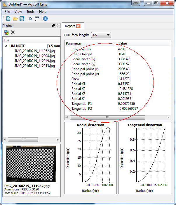 dominoc925 Using Agisoft Lens for calculating camera calibration and