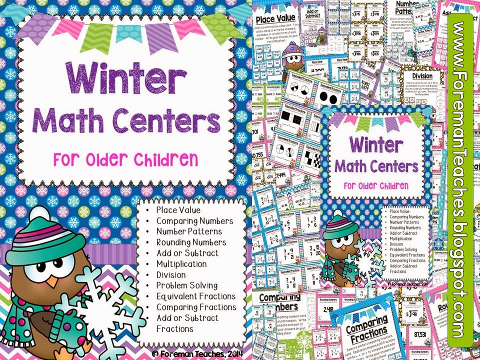 http://www.teacherspayteachers.com/Product/11-Winter-Math-Centers-for-Older-Children-1620724