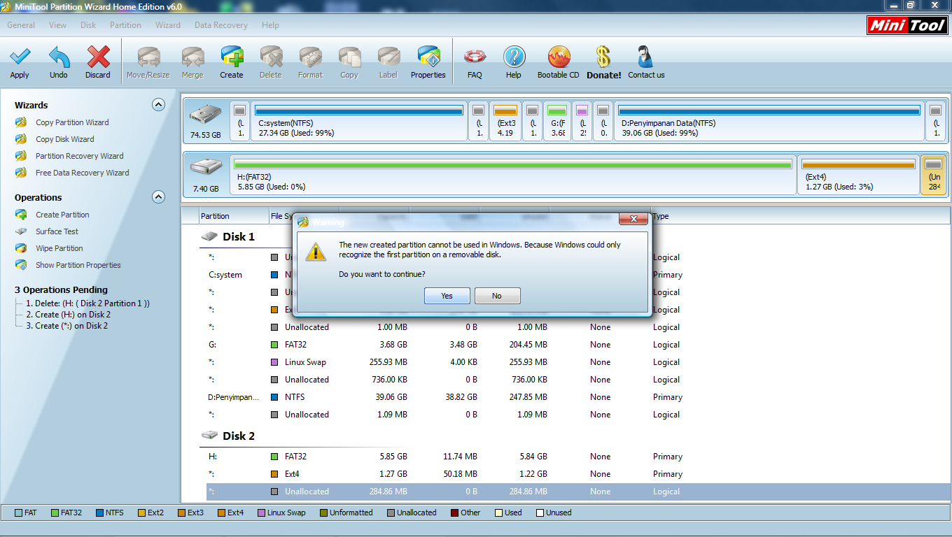 Show partitions