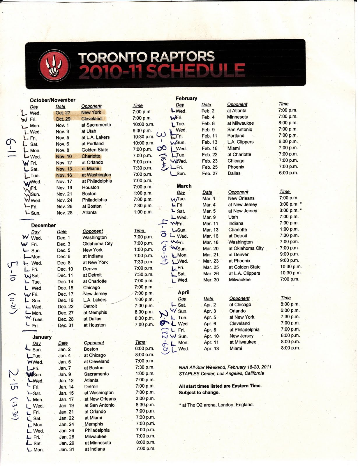 360 Special Basketball Raptors Full and Final Schedule