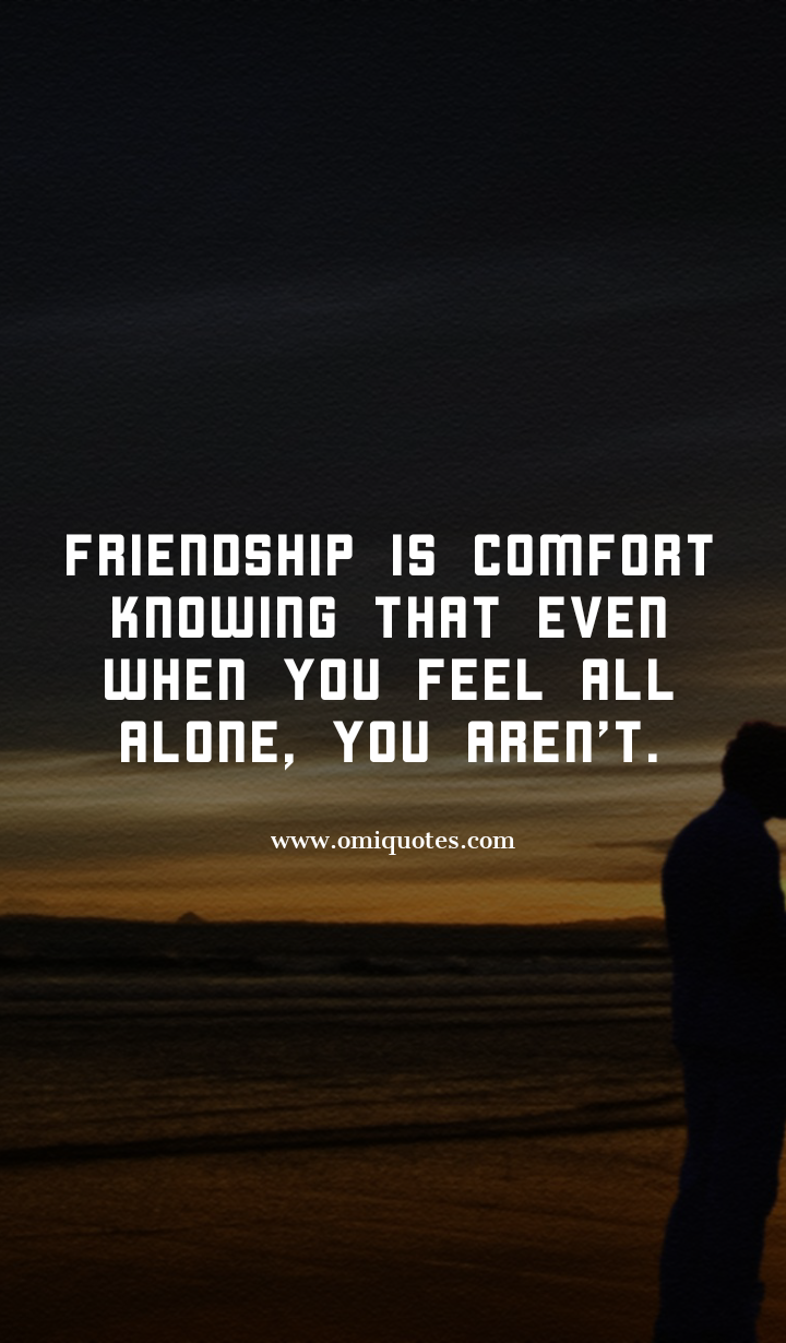 Friendship is comfort knowing that even when you feel all alone, you