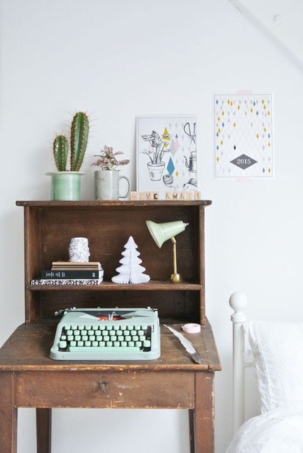 Máquina de escrever na decoração, decoração vintage e retrô