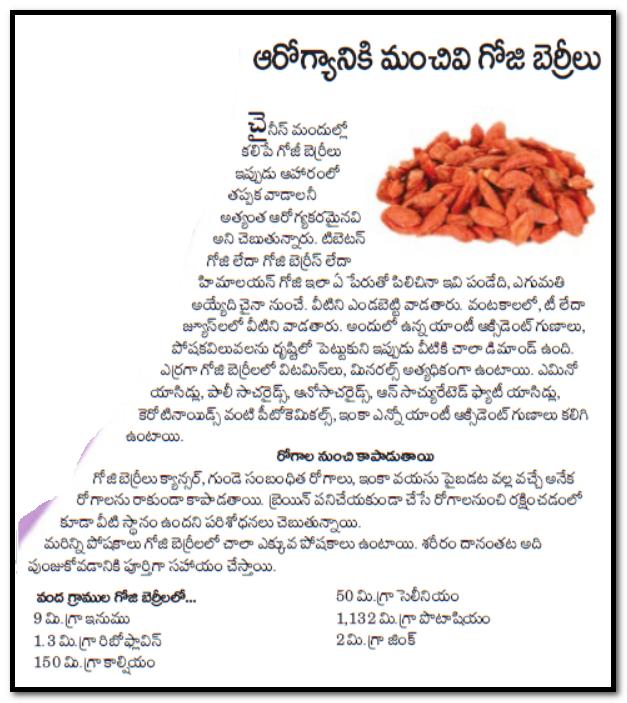 TELUGU WEB WORLD HEALTH BENEFITS WITH GOJI BERRIES