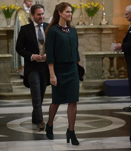 King Carl Gustaf, Queen Silvia, Princess Madeleine, Christopher O'Neill, Prince Daniel, Princess Estelle, Prince Carl Philip and Princess Sofia attended the “Te Deum” church service at the Royal Chapel in Stockholm, Sweden