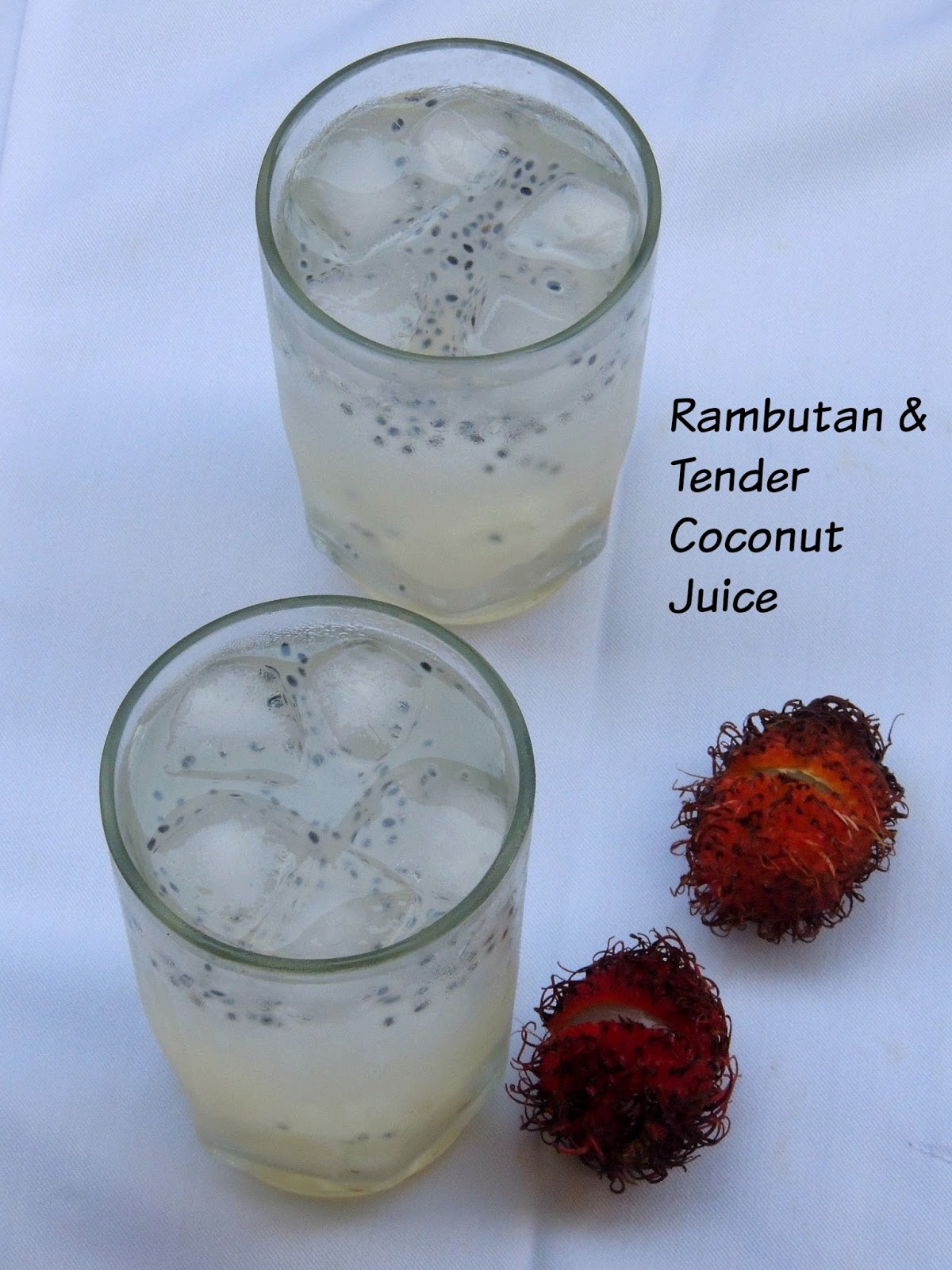 Priya's Versatile Recipes Rambutan & Tender Coconut Juice with Basil Seeds