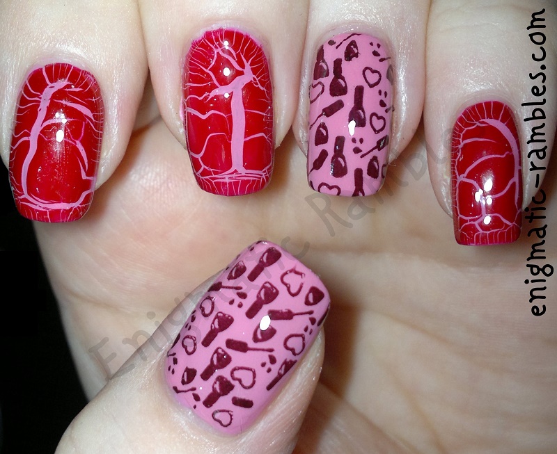 la-femme-pink-cream-barry-m-burgundy-croc-effect-models-own-black-red-cheeky-stamping-plates-CH40