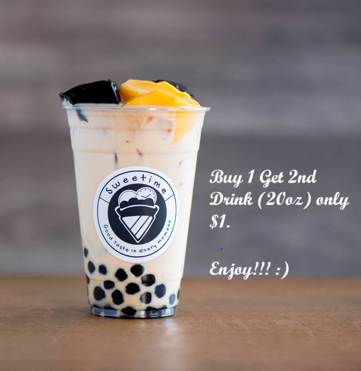 All February | Buy Any Drink and Get 2nd Drink for Just $1 @ Sweetime - Garden Grove