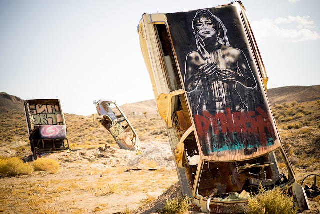 On a whim, and perhaps out of a mix of boredom and curiosity, Oakland artists Nite Owl and Eddie Colla loaded up their car and drove 10 hours to the “International Car Forest of the Last Church” in Goldfield Nevada.