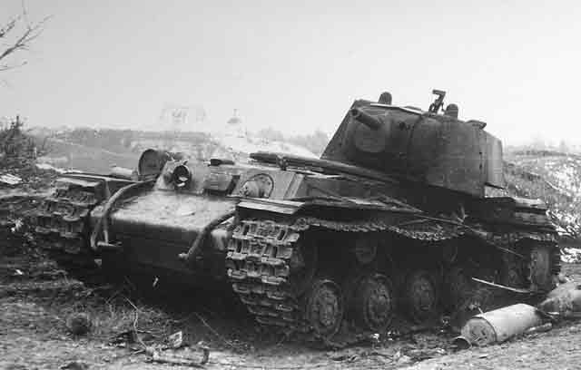 Soviet KV-1 tank destroyed at Mtsensk 10 October 1941 worldwartwo.filminspector.com